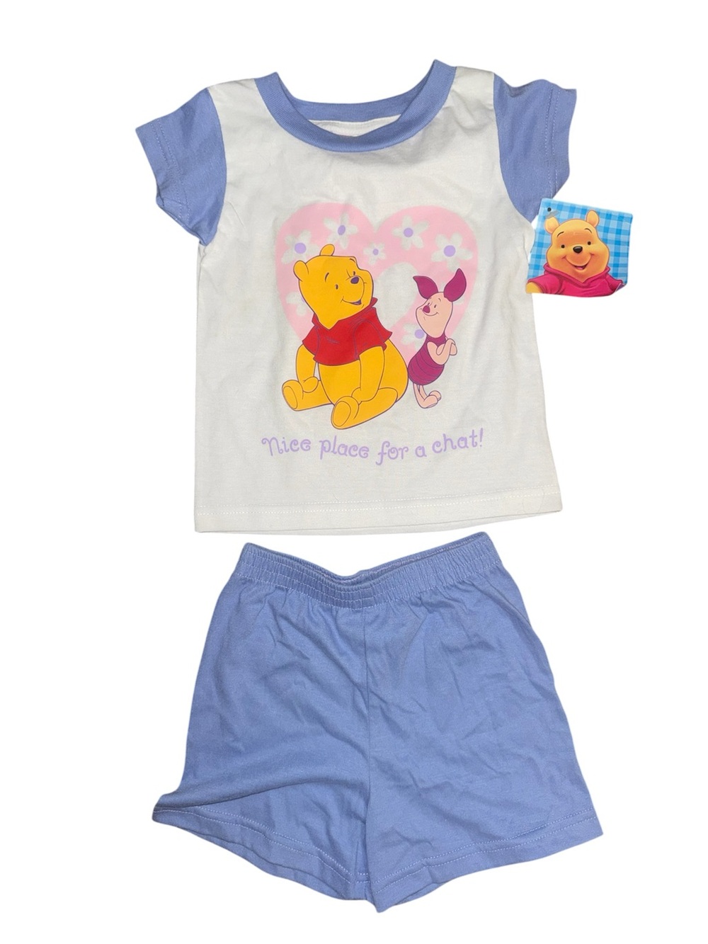 Disney Light Blue & White Winnie the Pooh Short Sleeve set